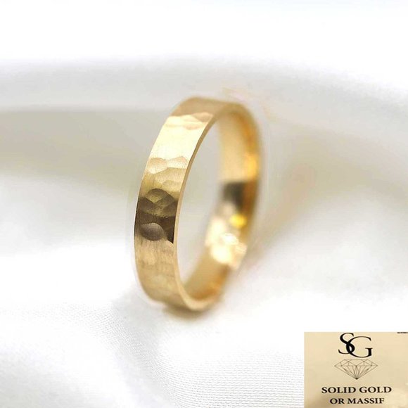 10 K Gold wedding Band 3mm , white gold, yellow gold, rose gold, hammer - Picture 2 of 3